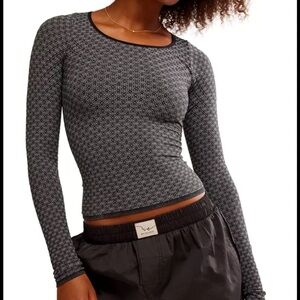 Intimately Free People Love Letter Longsleeve Top in Black